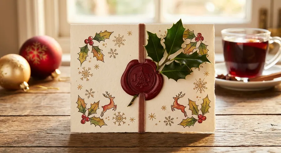 Wax sealed holiday card bulk mailing